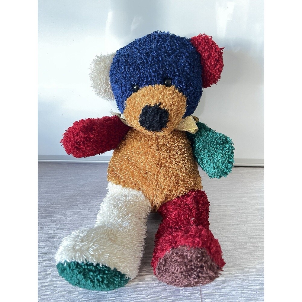 Golden Bear Co LTD 14"  Brown Green Gold Cream Blue Red patchwork colorblock